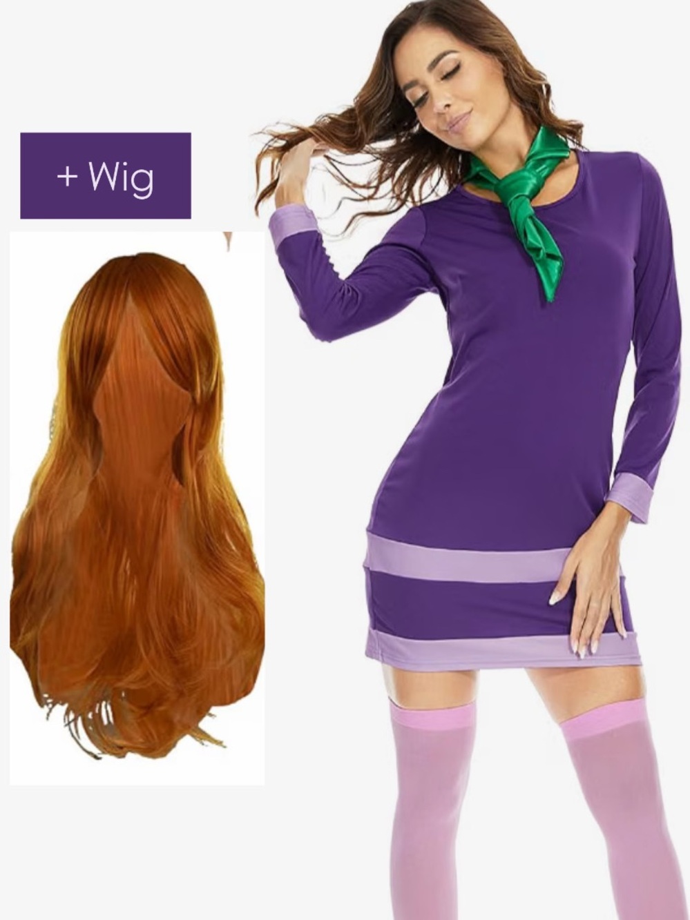Wig Dress & Scarf Daphne Costume Scooby Doo